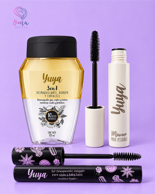 Pack mascarilla, desmaquillante y fijador de cejas Yuya