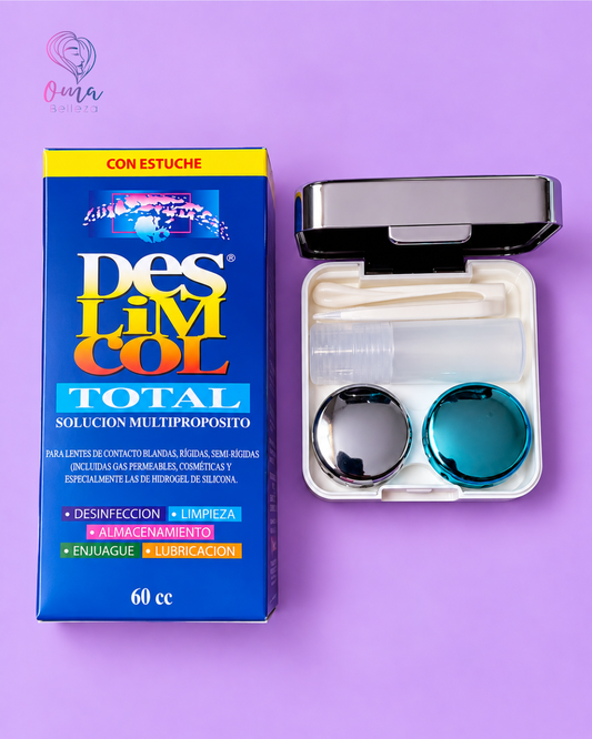 Líquido de limpieza lentes de contacto más kit de viaje