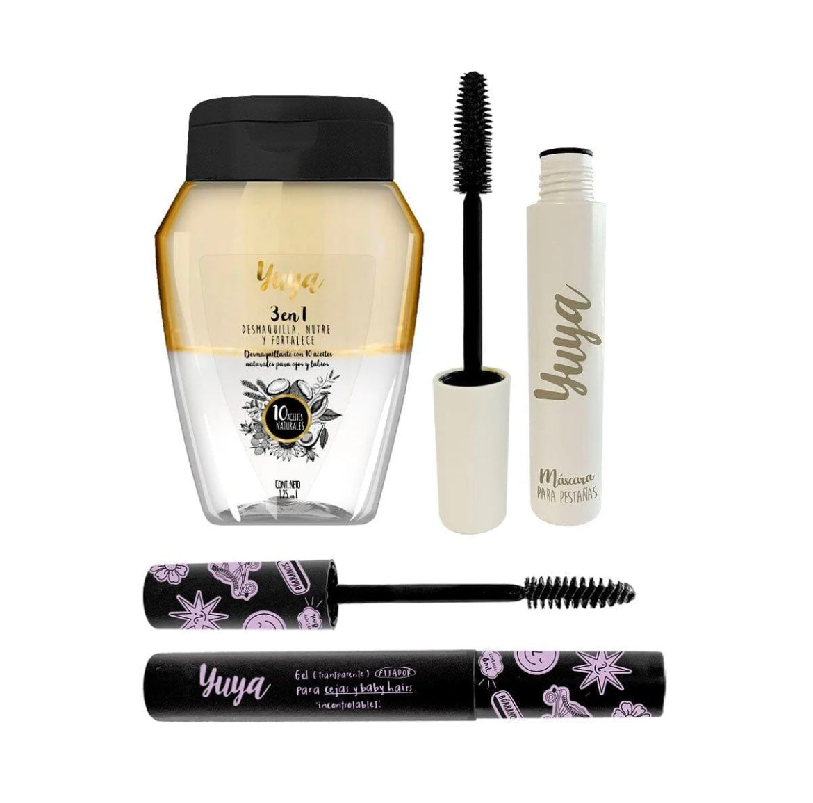 Pack mascarilla, desmaquillante y fijador de cejas Yuya